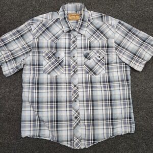 Wrangler Retro Mens XL Blue White Pearl Snap Up Shirt Cowboy Western